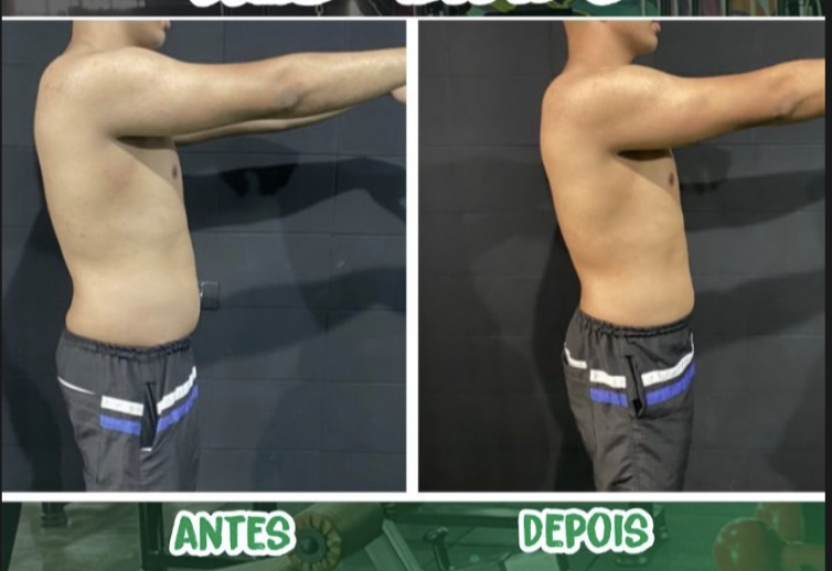 Segundo registro de antes e depois de um aluno da Sprint, fotografado de perfil